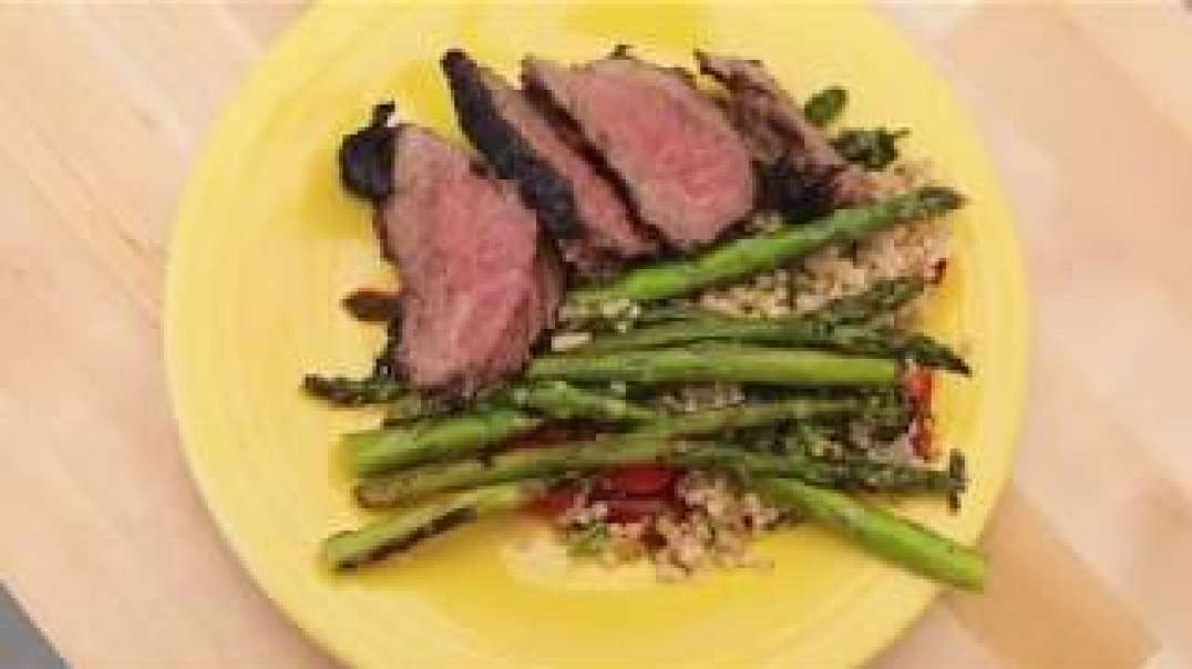 Whole Grilled Leg of Lamb with Couscous and Asparagus