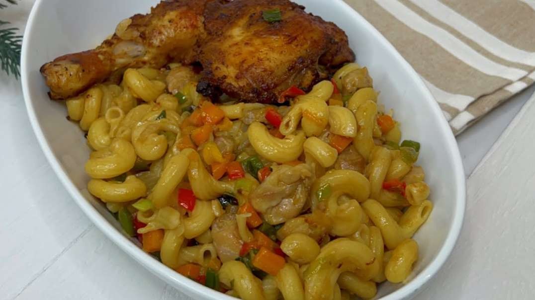 Macaroni   Chicken stir fry the whole family can have for launch    A very delicious meal