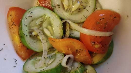 Tomato  Cucumber  Onion Salad Grown by Chell