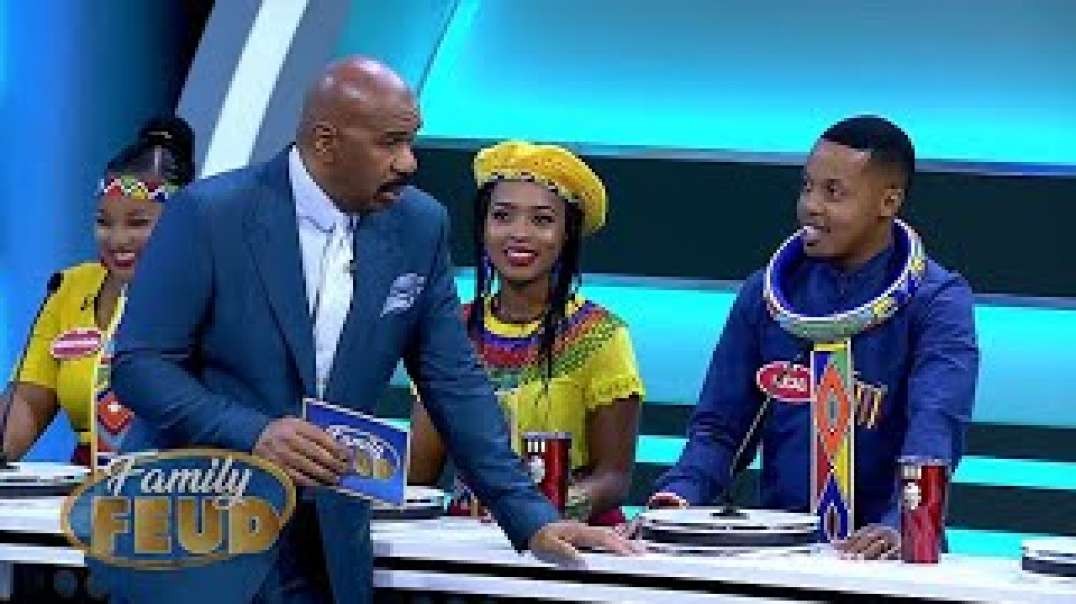 Where in the  IN DA BELLY  are you from  Steve meant the Ndebele tribe    Family Feud South Africa